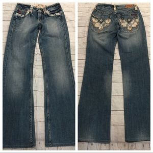 Miss me jeans triangle pocket roses 27